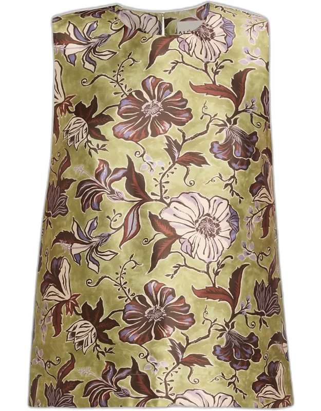 Citron Mini Dress With Bold Flower Motif