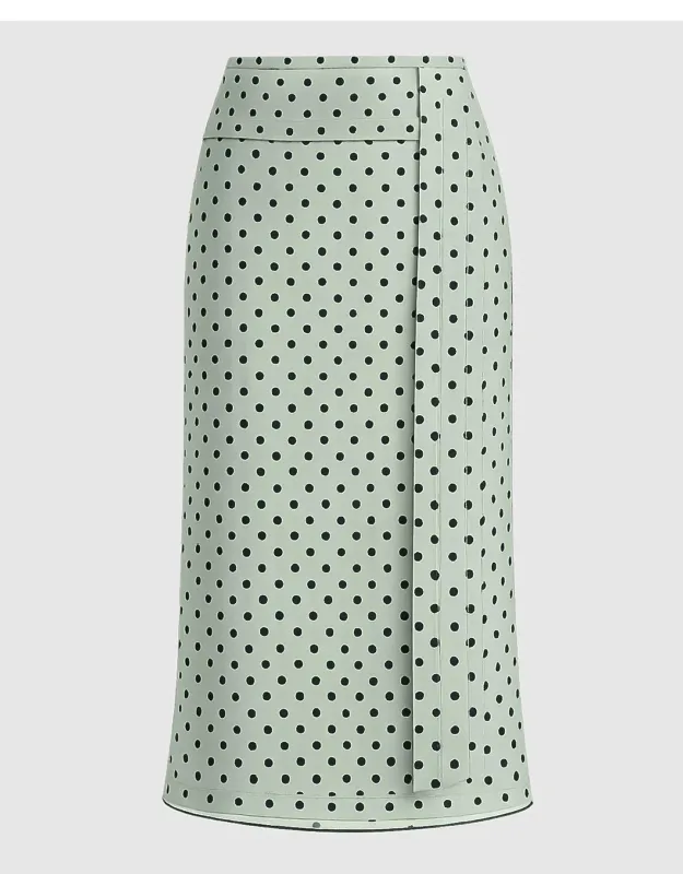 Polka Pencil Midi Skirt