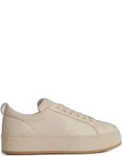 H681 Leather Sneakers With Rounded Toe And Tone-on-tone Stitching
