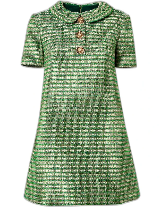 Metallic Tweed Mini Shift Dress