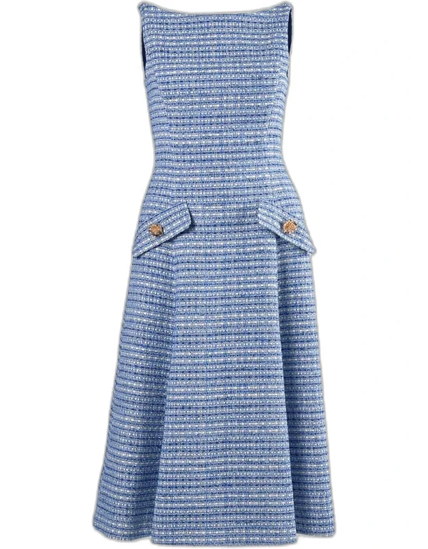 Tweed Sleeveless A-line Dress