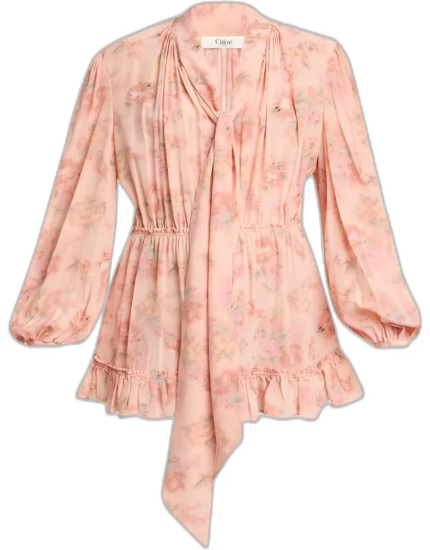 Bouquet Print Silk Dress