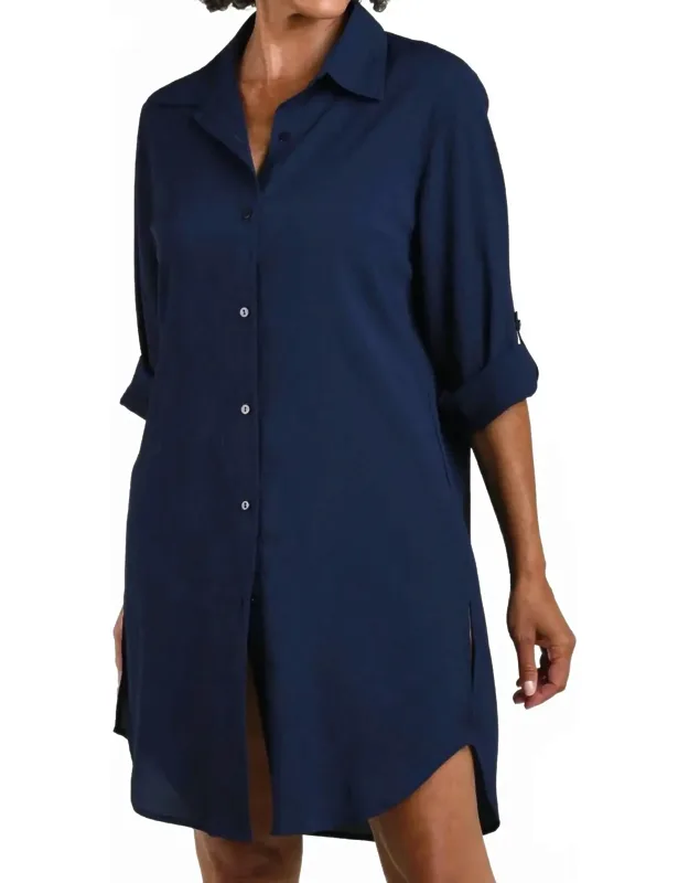 Woven Cover Button Down Tunic