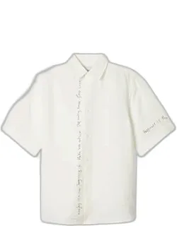 Linen Embroidered Quotes Shirt