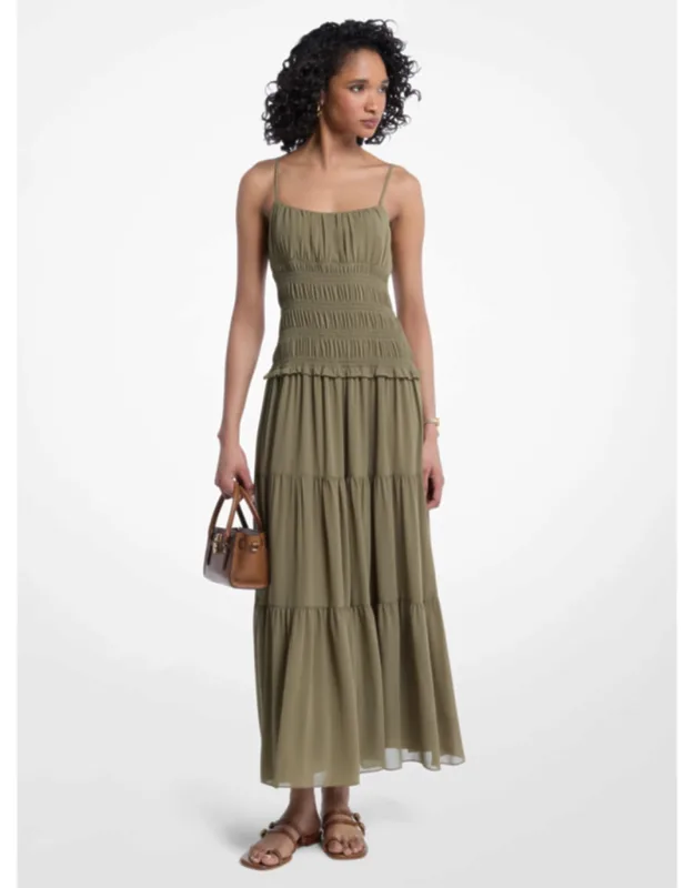Smocked Georgette Maxi Dress