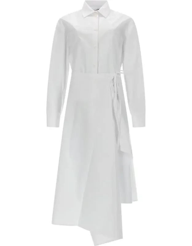 Asymmetrical Shirt Bodice Layered Wrap Dress