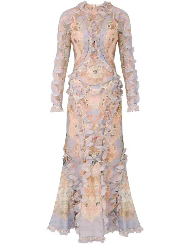 Floral Linen-silk Day Dress