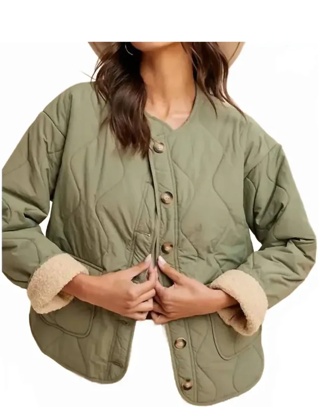 Quilted Sherpa Lined Puffer Jacket