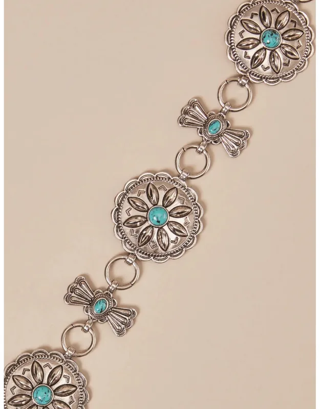Metal Turquoise Chain Belt