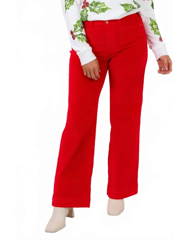 High Waisted Wide Leg Corduroy Trousers