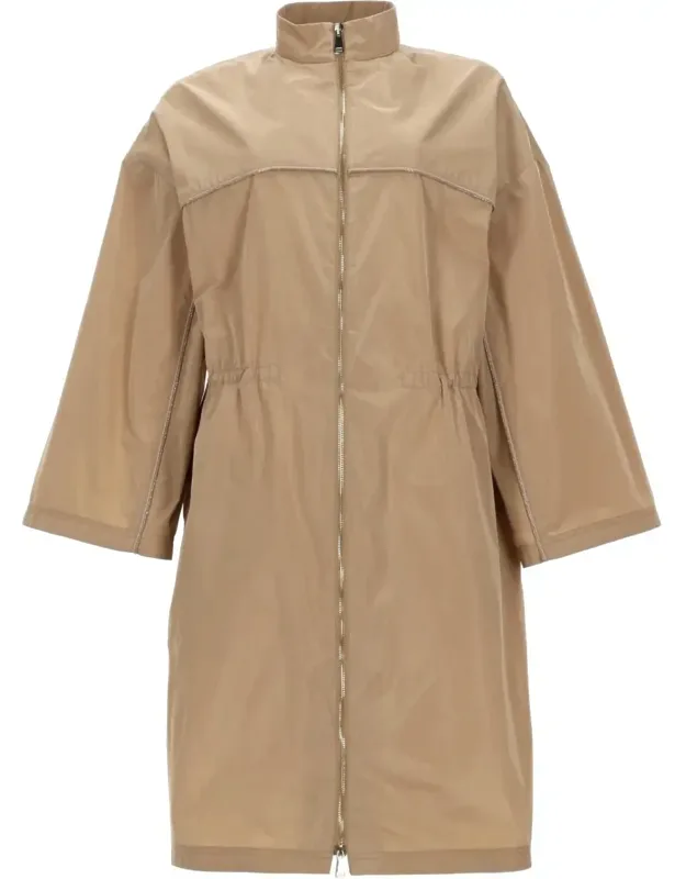 High Collar Polyester Trench Coat