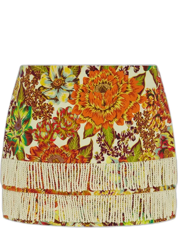 Fringe-trim Linen Mini Skirt