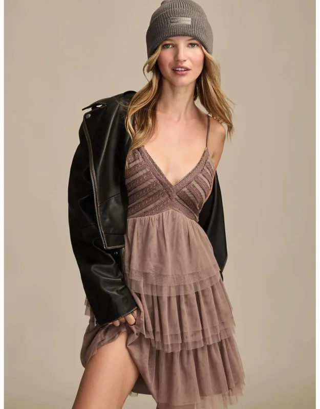 Beaded Tiered Party Mini Dress