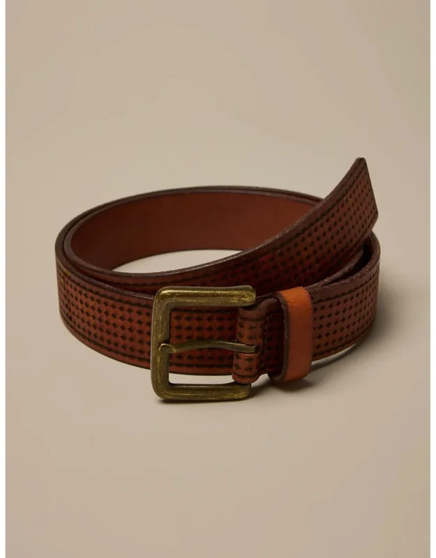 Diamond Debossed Leather Belt
