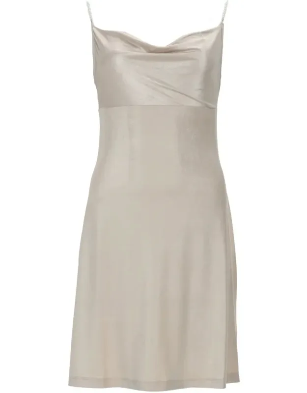 Draped Satin Spaghetti Strap Mini Dress