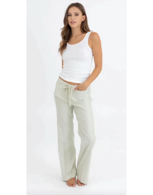 Stretch Linen Wide Leg Pants