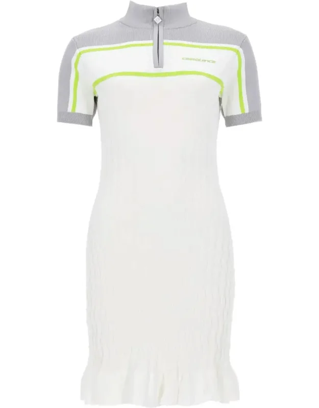Tennis Neon Stripe Polo Shirt Dress