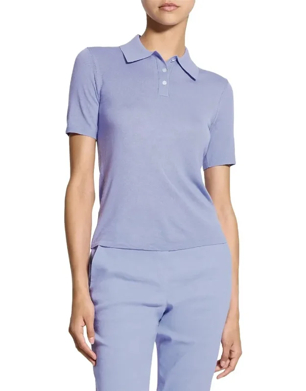 Pointelle Wool Polo Sweater