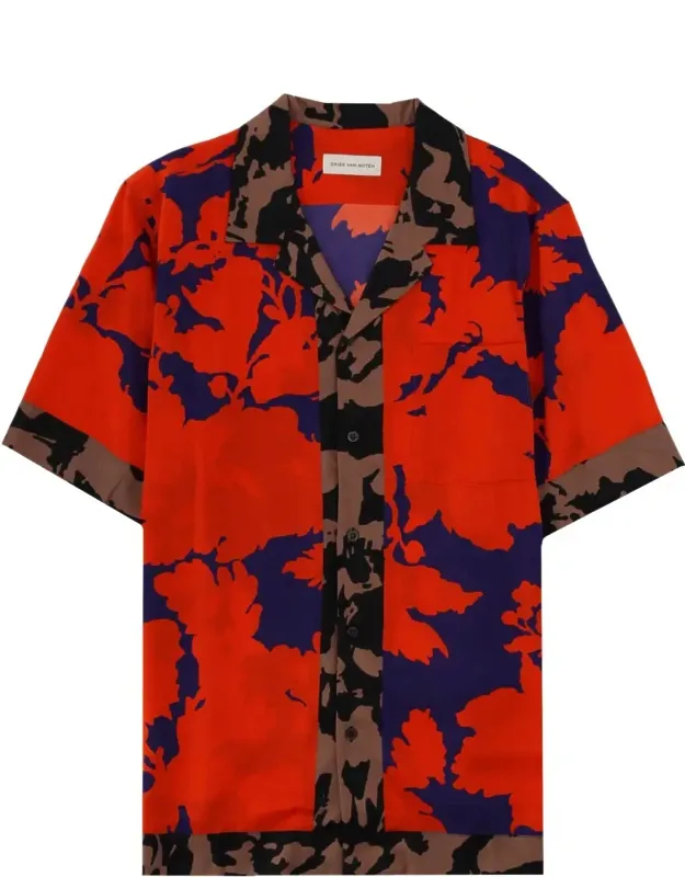 Abstract Floral Viscose Shirt