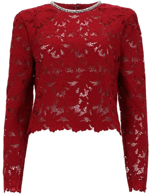 Semi-sheer Crystal Embellished Blouse