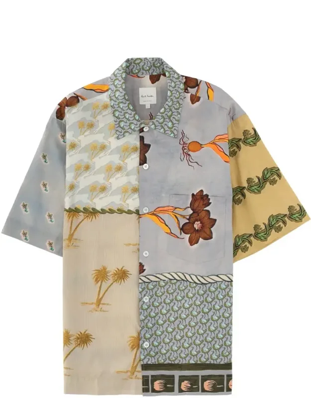 Textile Patchwork Casual Shirt