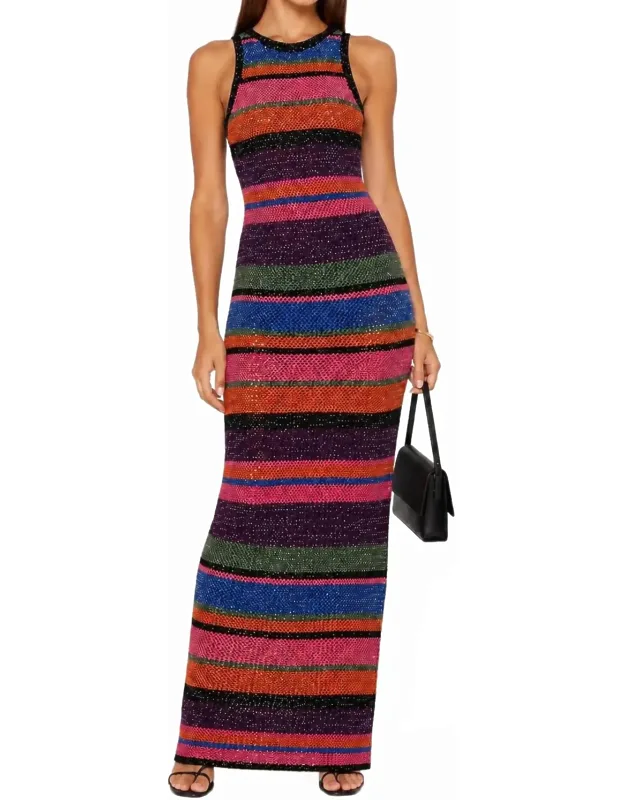 Maxi Dress In Metallic Stripe