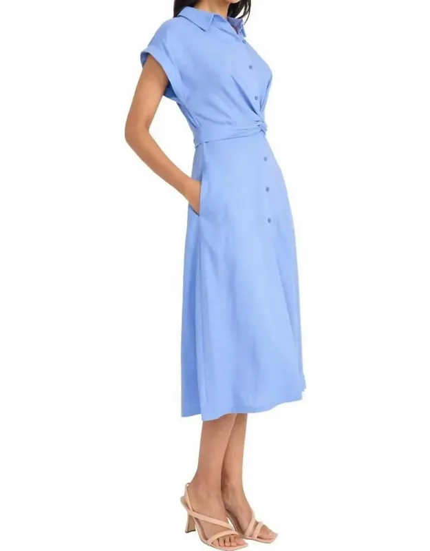 Cuff Sleeve Linen Wrap Dress