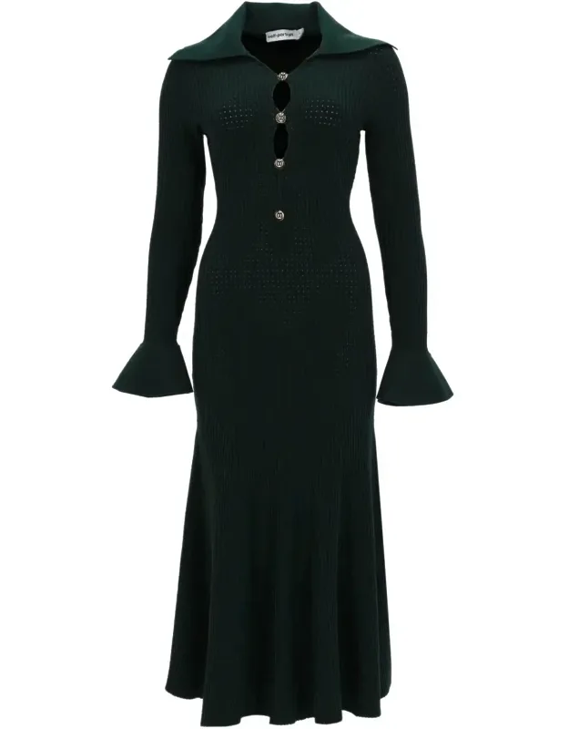 V-neck Ribbed Knit Cut-out Dress