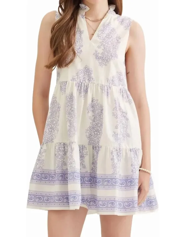 Ruffled Collared V-neck Mini Dress