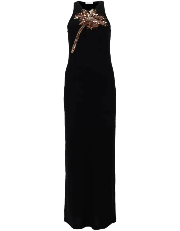 Sleeveless Palm Tree Sequin Dress