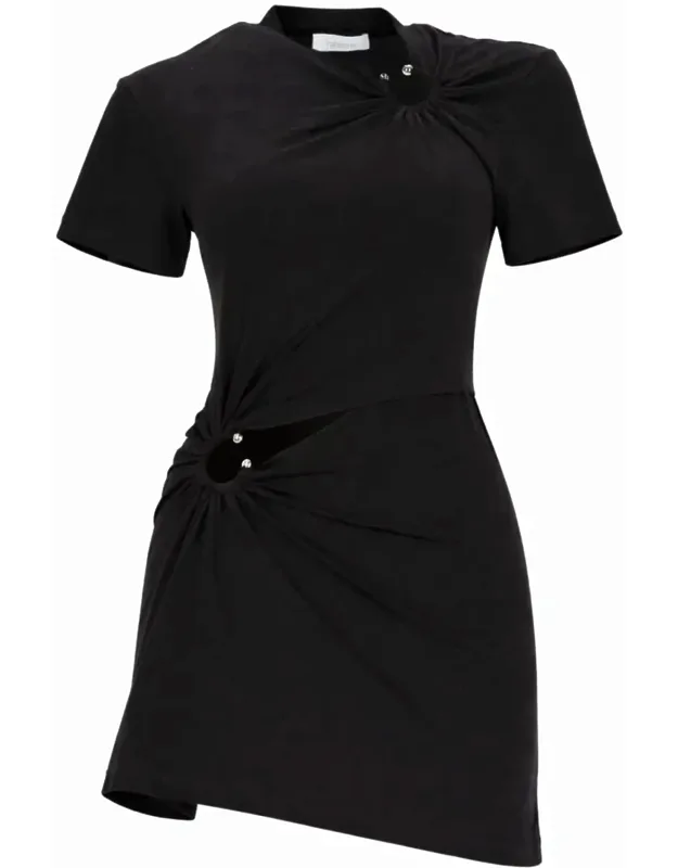 Piercing Detail Cotton-blend Mini Dress
