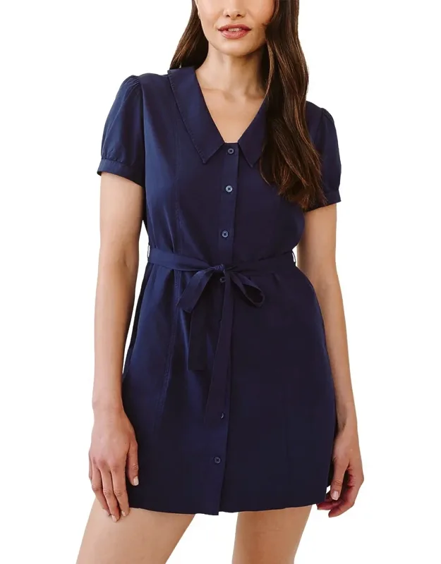 Seamed Puritan Collar Mini Dress