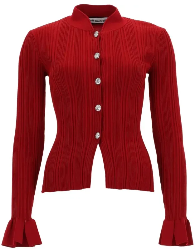 Refined Ribbed Texture Flaired Cardigan