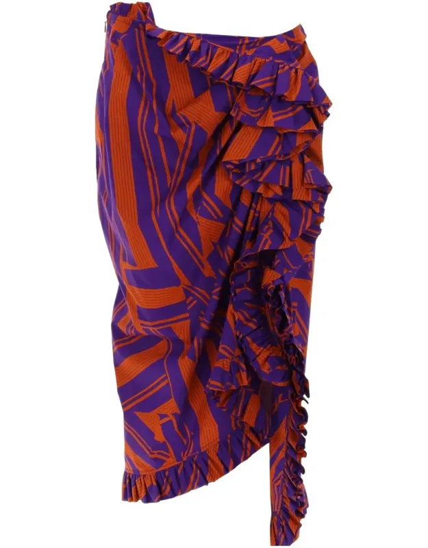 Asymmetric Cascading Ruffles Skirt