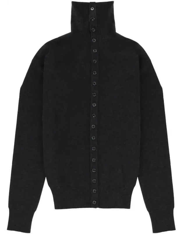 Wool Fitted High-collar Cardigan