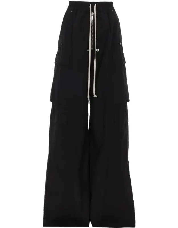 Wide-leg Side Snap Button Cargo Trousers