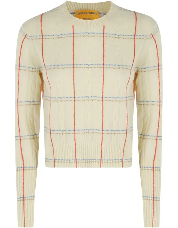 Shrunken Slim Fit Cable Knit Sweater