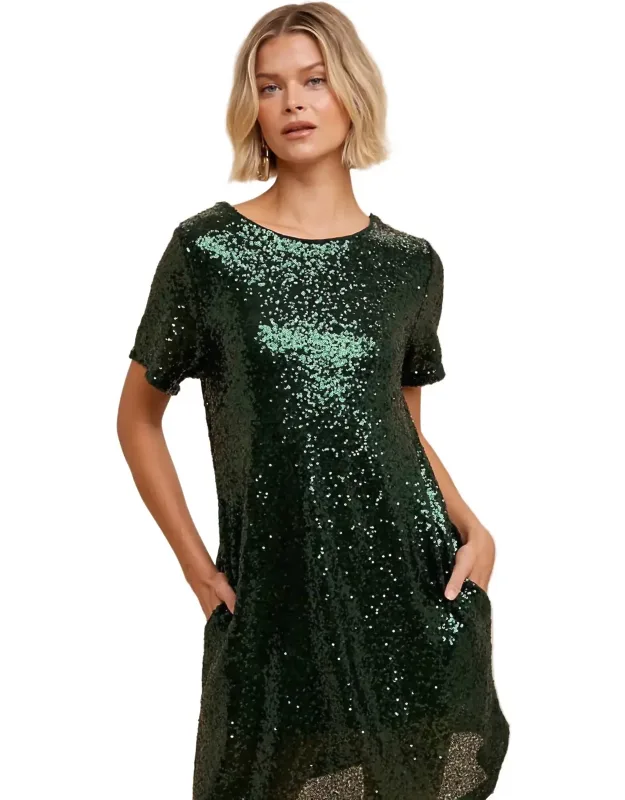 Sequin Lowback Mini Dress