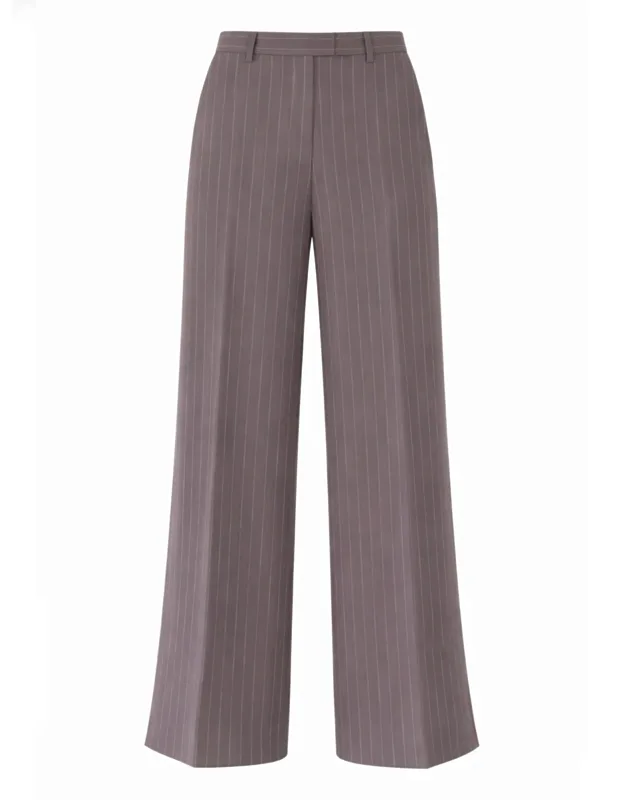 Straight Leg Pinstripe Wool Pants
