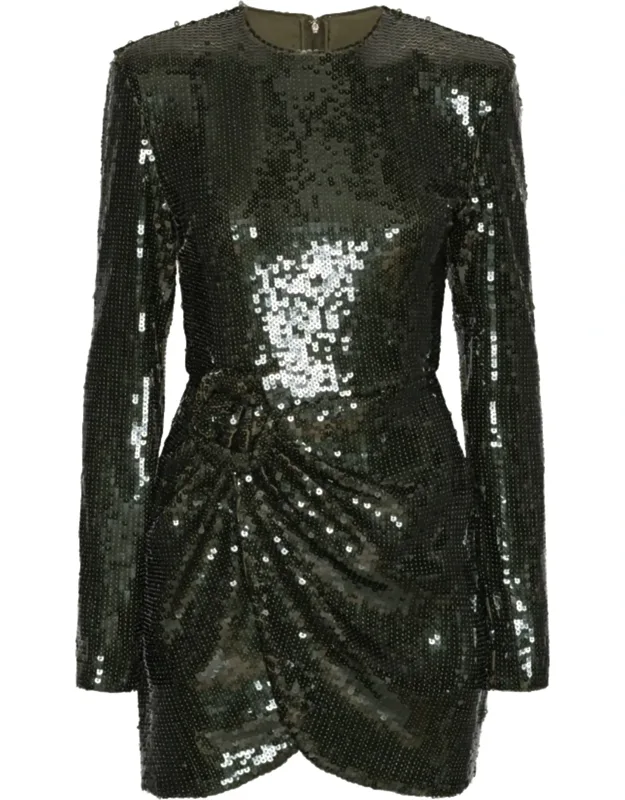 Fitted Sequined Mini Dress With Draped Detail