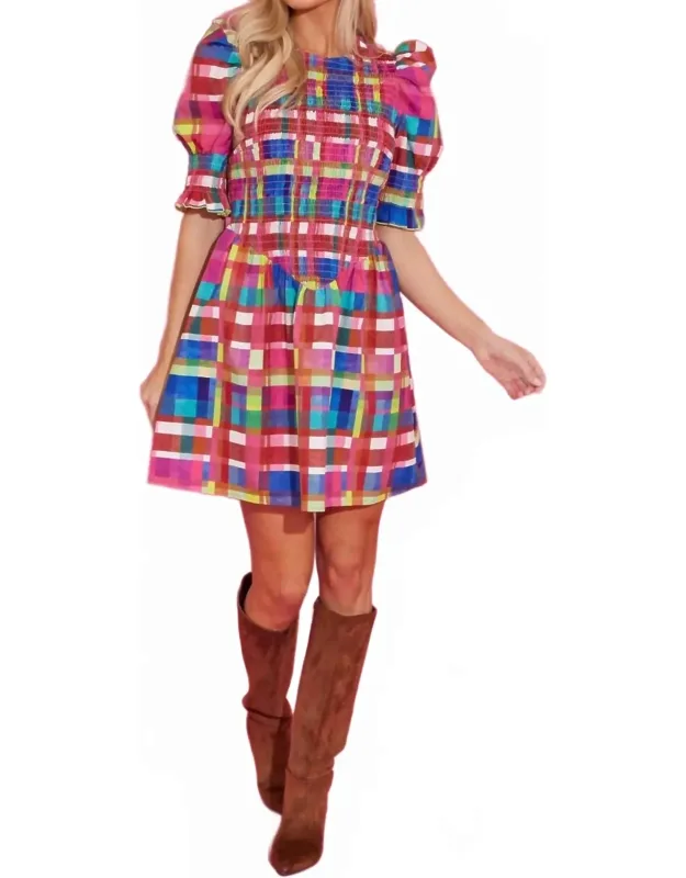 Polly Mini Dress - A-line Silhouette, Smocked Drop Waist Bodice