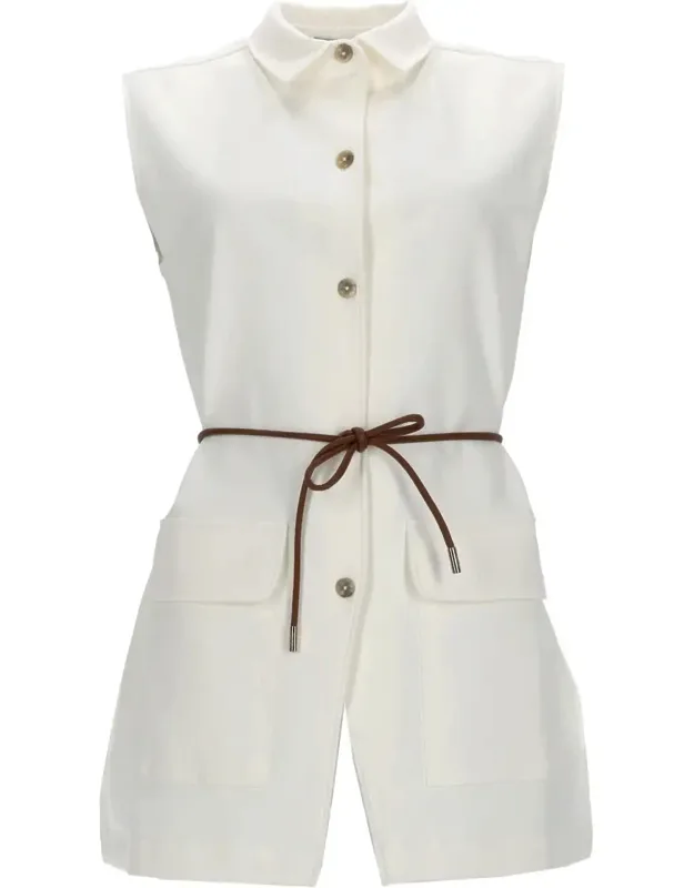 Sleeveless Waist Belt Structured Vest