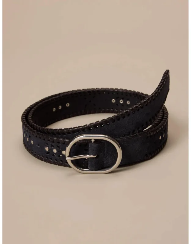 Suede Laced And Studded Leather Belt