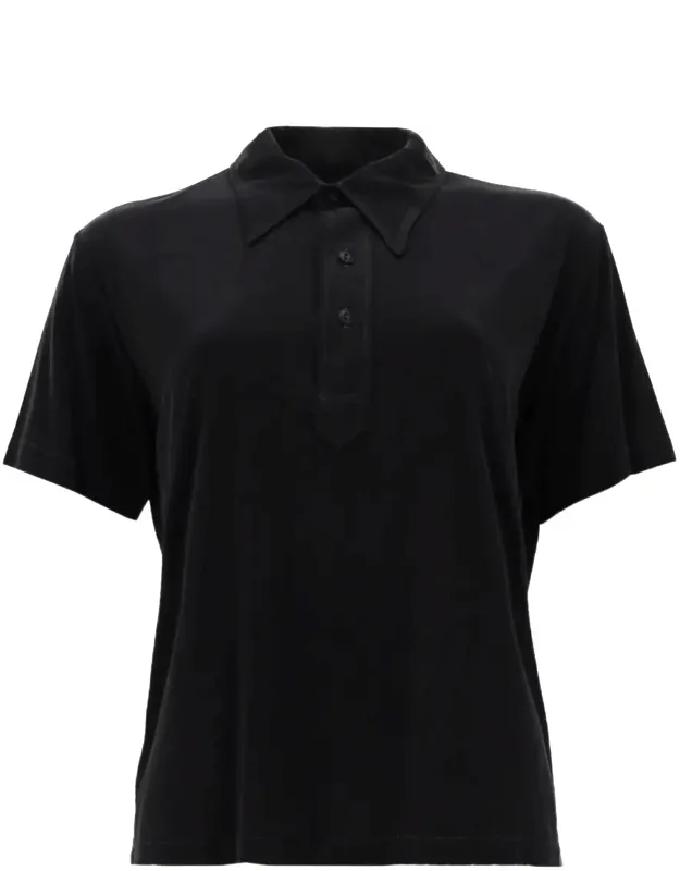 Cupro Blend Three-button Polo Shirt