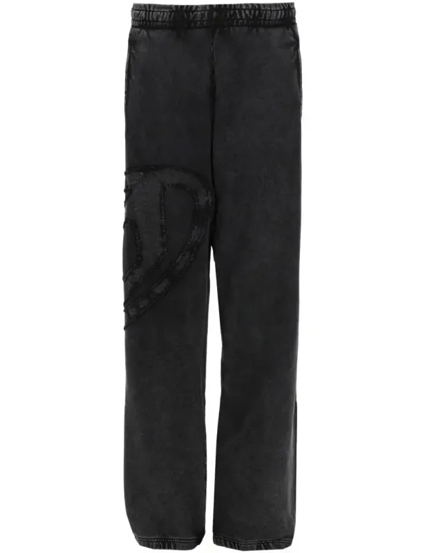 Washed Black Textured Patch Sweatpants