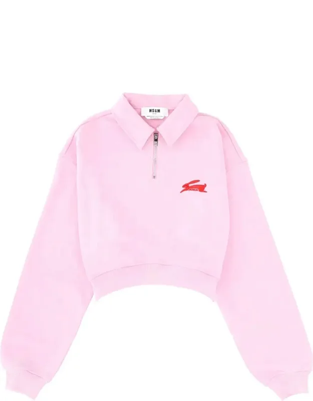 Embroidered Zip Sweatshirt