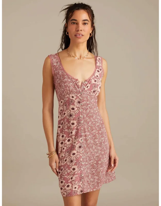 Femme Print Mix Mini Dress