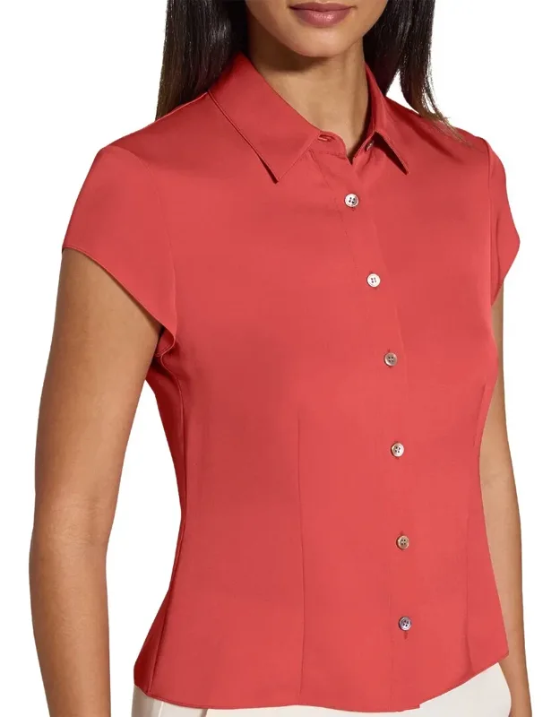 Cap Sleeve Silk Blouse