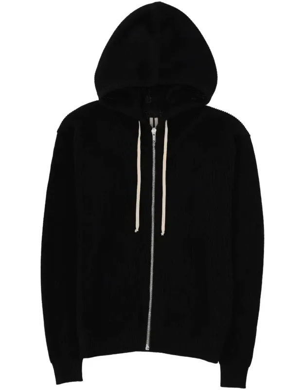 Ribbed Knit Wool Hoodie