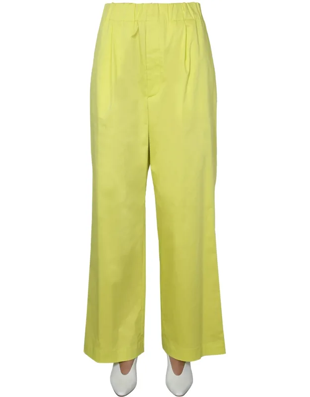 Wide Trousers With Elasticated Waist And Pockets